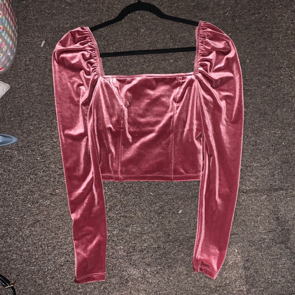 Rose pink velvet crop top